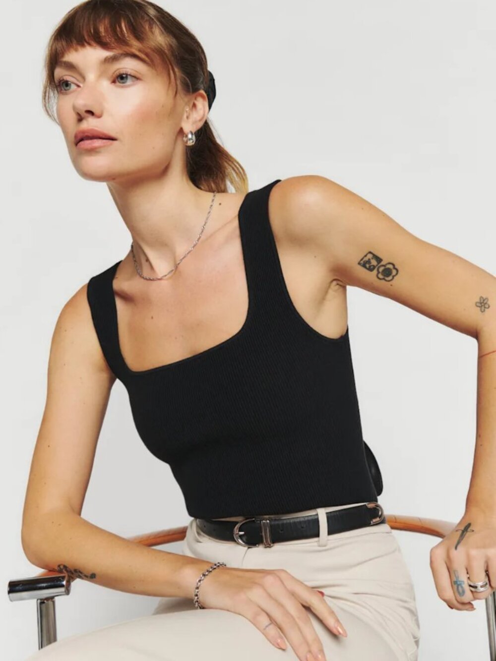 Reformation Ribbed Sweater Tank Black